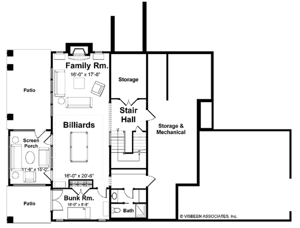 Home Plan - Colonial Floor Plan - Lower Floor Plan #928-74