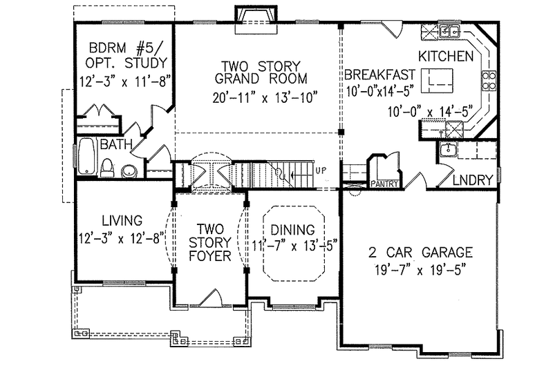 Architectural House Design - Floor Plan - Main Floor for Craftsman House Plan #54-231 - 5 bed, 4 bath