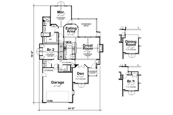 Floor Plan - Main Floor for European House Plan #20-1819 - 3 bed, 3 bath