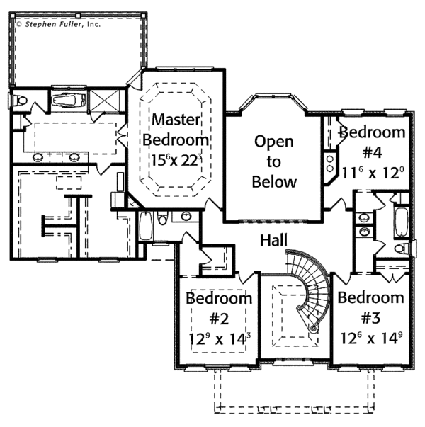 Architectural House Design - Colonial Floor Plan - Upper Floor Plan #429-323