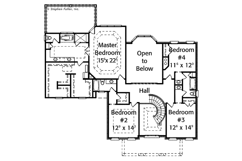Dream House Plan - Floor Plan - Upper Floor for Colonial House Plan #429-323 - 5 bed, 4 bath