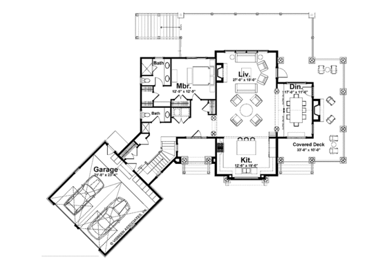 Floor Plan - Main Floor for Adobe / Southwestern House Plan #928-182 - 4 bed, 3.5 bath