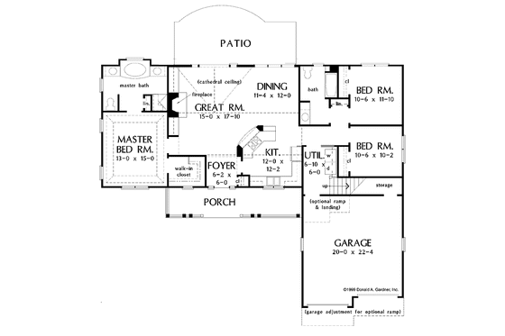 Floor Plan - Main Floor for Country House Plan #929-445 - 3 bed, 2 bath