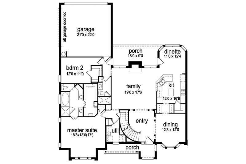 Home Plan - Floor Plan - Main Floor for Traditional House Plan #84-728 - 4 bed, 3 bath