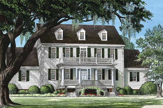 Exterior - Front Elevation 1 for Farmhouse House Plan #137-166 - 4 bed, 3.5 bath