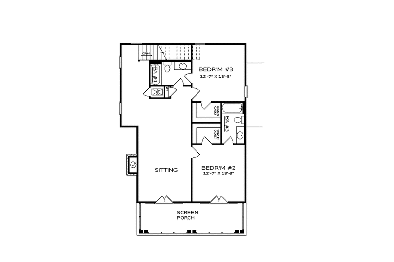 Architectural House Design - Floor Plan - Upper Floor for Bungalow House Plan #37-278 - 4 bed, 4.5 bath