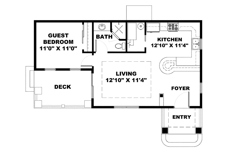 Architectural House Design - Floor Plan - Main Floor for Craftsman House Plan #1017-137 - 1 bed, 1 bath