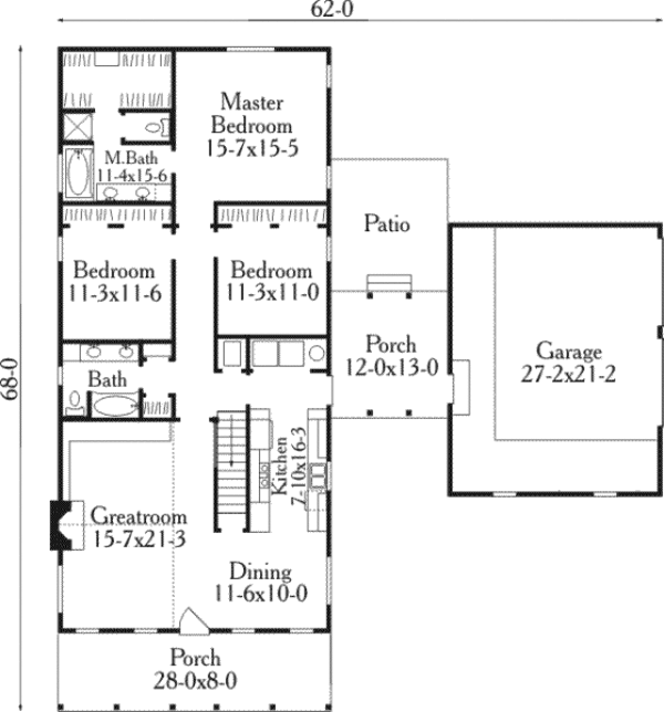 Home Plan - Southern Floor Plan - Main Floor Plan #406-163
