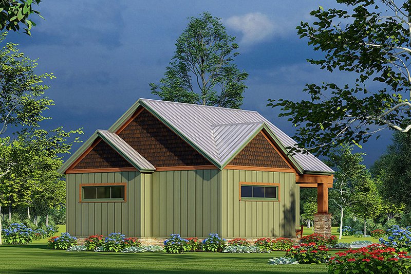 Dream House Plan - Exterior - Rear Elevation for Craftsman House Plan #923-220 - 2 bed, 1 bath