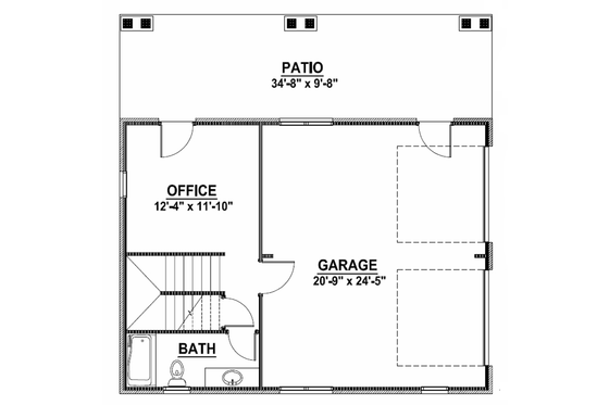 Floor Plan - Main Floor for European House Plan #1064-10, 1 bath