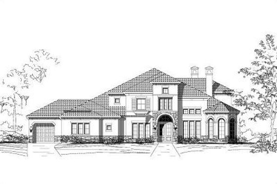 Exterior - Front Elevation for European House Plan #411-569 - 5 bed, 4.5 bath