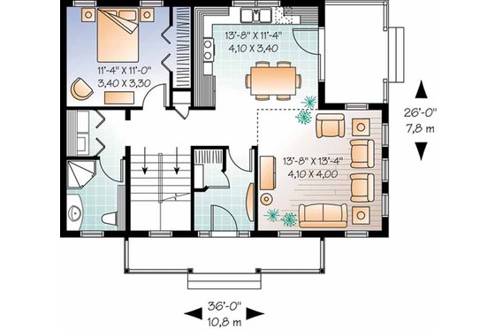 Floor Plan - Main Floor for Country House Plan #23-2471 - 3 bed, 2 bath