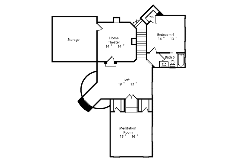 House Blueprint - Floor Plan - Upper Floor for Mediterranean House Plan #417-566 - 5 bed, 6.5 bath