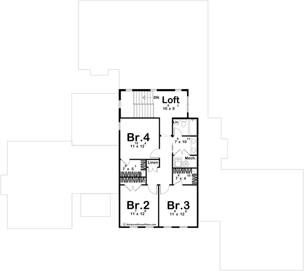 Cottage Floor Plan - Upper Floor Plan #455-746