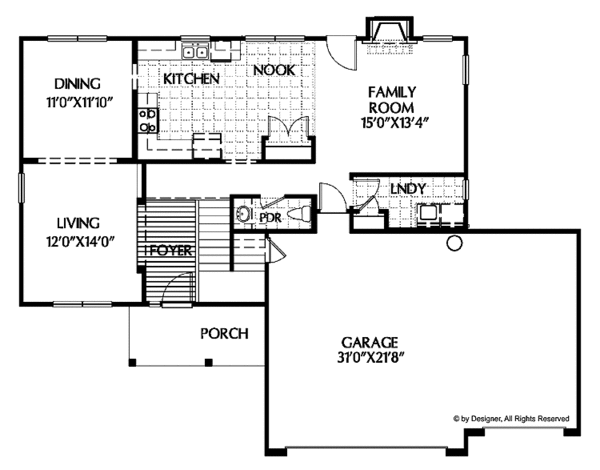 House Plan Design - Colonial Floor Plan - Main Floor Plan #999-80