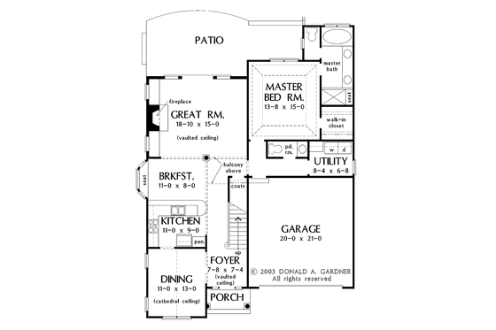 Floor Plan - Main Floor for Classical House Plan #929-707 - 3 bed, 2.5 bath