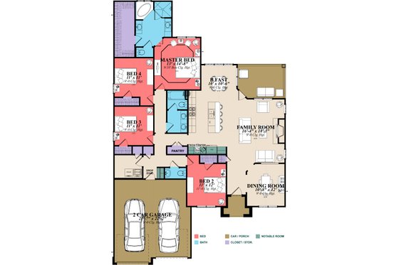 Floor Plan - Main Floor for Traditional House Plan #63-382 - 4 bed, 2 bath