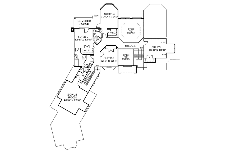 Home Plan - Floor Plan - Upper Floor for European House Plan #453-190 - 5 bed, 4.5 bath