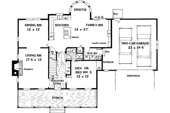 Floor Plan - Main Floor for Country House Plan #3-234 - 5 bed, 3 bath