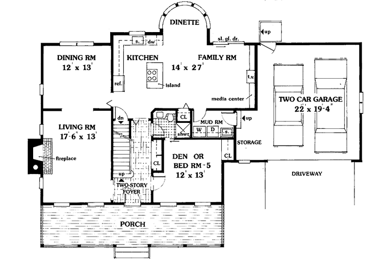 Home Plan - Floor Plan - Main Floor for Country House Plan #3-234 - 5 bed, 3 bath