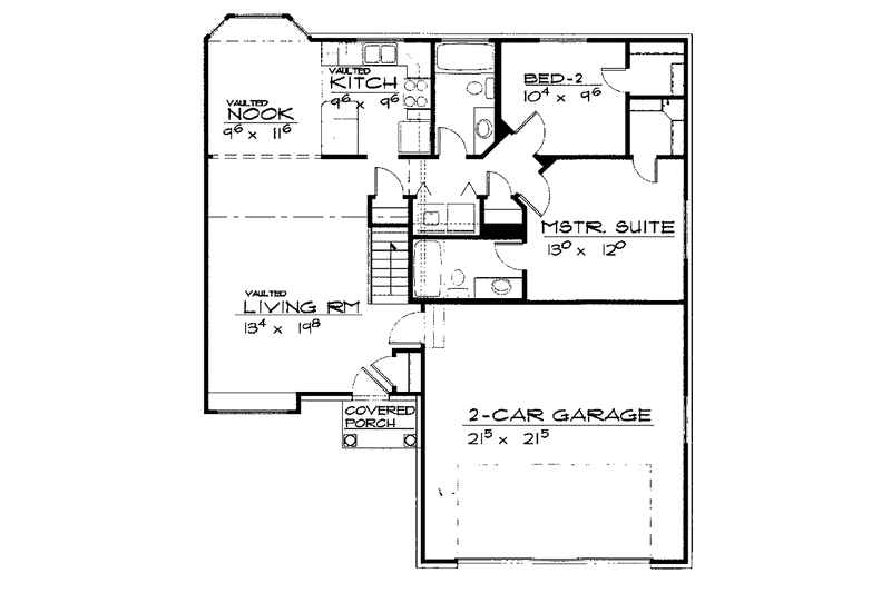 Dream House Plan - Floor Plan - Main Floor for Traditional House Plan #308-298 - 2 bed, 2 bath