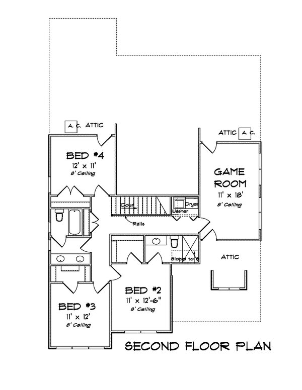 Traditional Floor Plan - Upper Floor Plan #513-2196