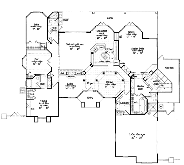 Architectural House Design - Mediterranean Floor Plan - Main Floor Plan #417-708