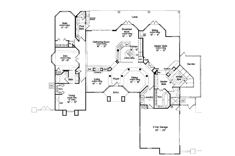 Architectural House Design - Floor Plan - Main Floor for Mediterranean House Plan #417-708 - 3 bed, 3 bath