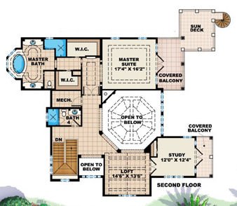 Floor Plan - Upper Floor for Traditional House Plan #27-409 - 4 bed, 4.5 bath