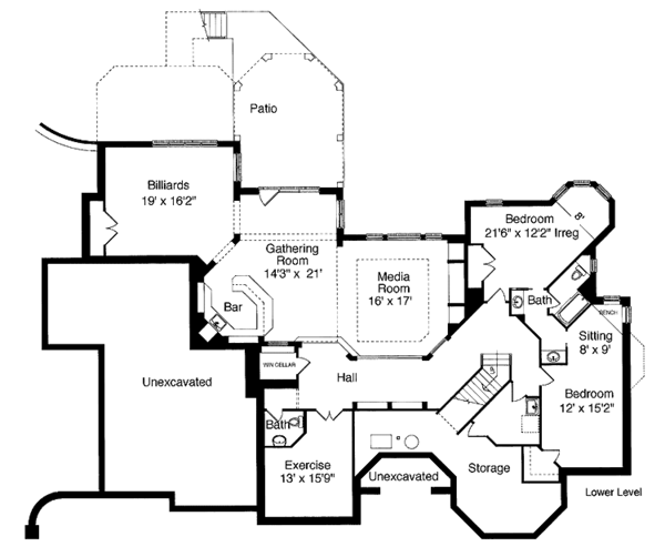 Architectural House Design - Country Floor Plan - Lower Floor Plan #46-740