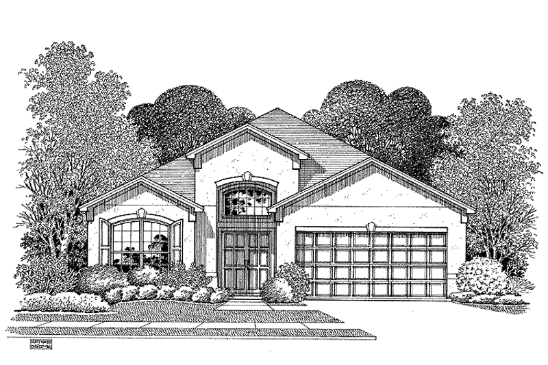 Dream House Plan - Exterior - Front Elevation 3 for Mediterranean House Plan #999-93 - 3 bed, 2 bath