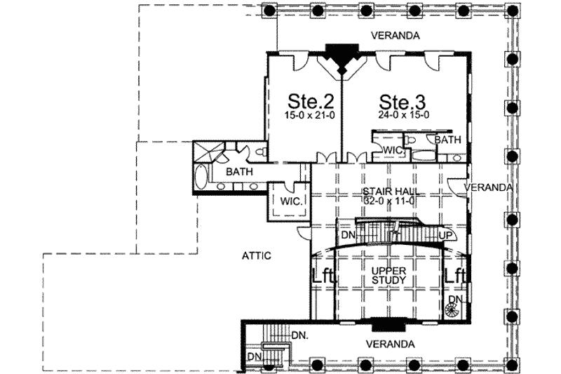 Home Plan - Floor Plan - Upper Floor for Classical House Plan #119-179 - 3 bed, 3.5 bath