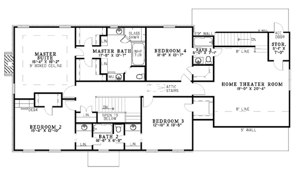 Architectural House Design - Colonial Floor Plan - Upper Floor Plan #17-2833