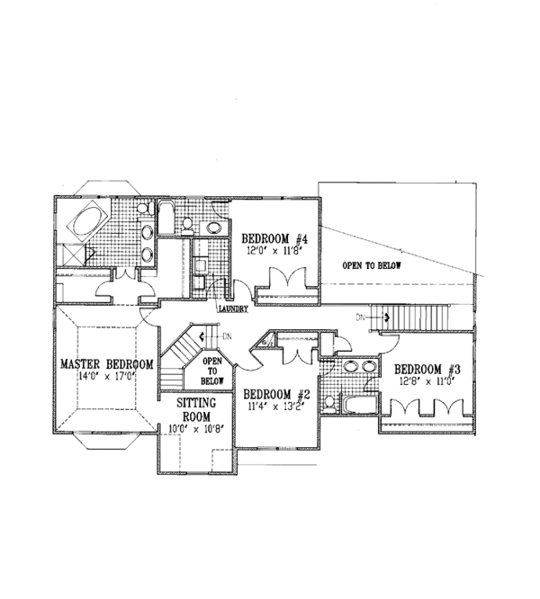 House Blueprint - European Floor Plan - Upper Floor Plan #953-32