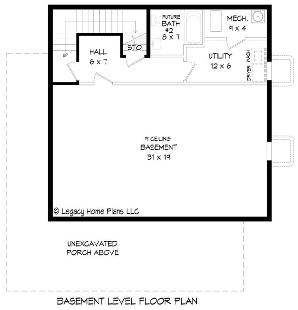 House Blueprint - Modern Floor Plan - Lower Floor Plan #932-743