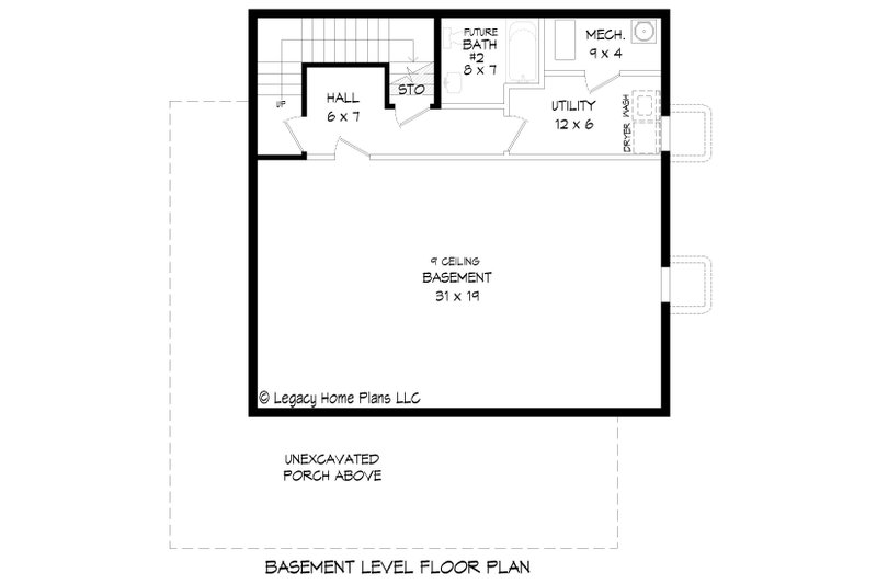 House Blueprint - Floor Plan - Lower Floor for Modern House Plan #932-743 - 2 bed, 1 bath