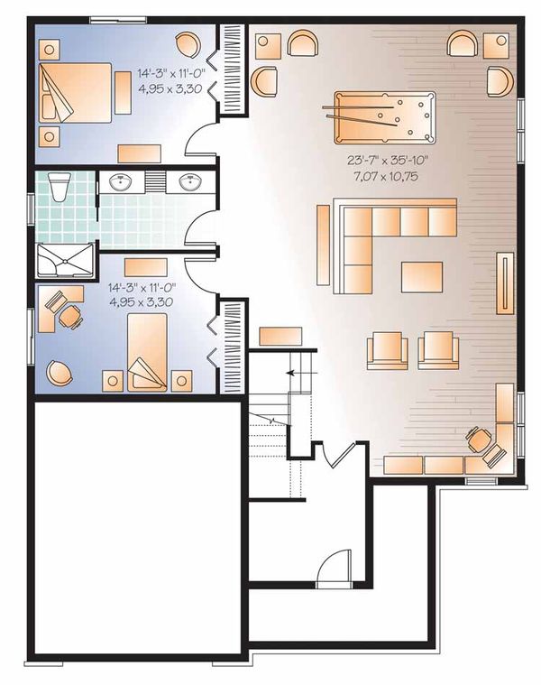 House Design - Traditional Floor Plan - Lower Floor Plan #23-2525