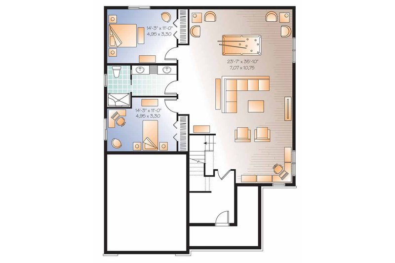 Dream House Plan - Floor Plan - Lower Floor for Traditional House Plan #23-2525 - 4 bed, 2 bath