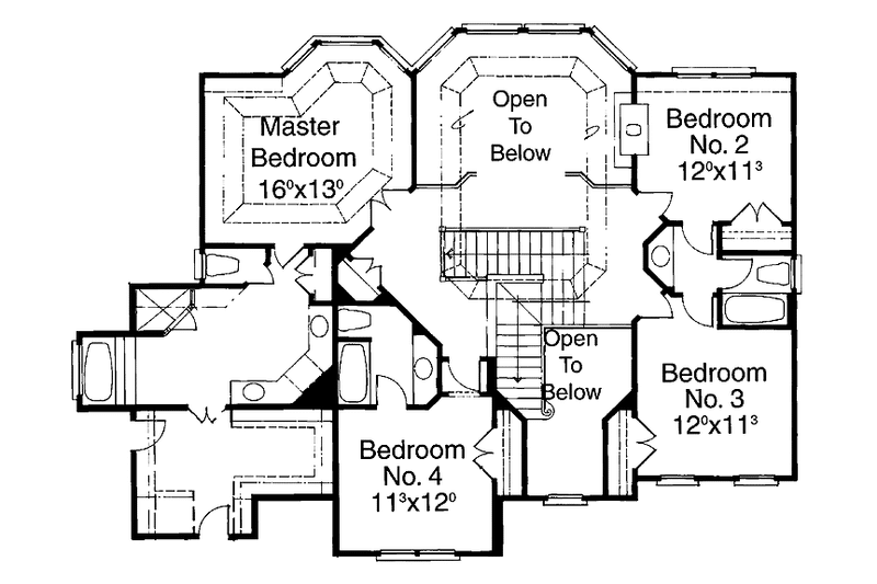 Home Plan - Floor Plan - Upper Floor for Adobe / Southwestern House Plan #429-204 - 4 bed, 3.5 bath