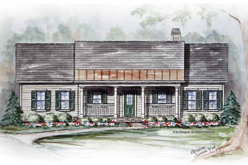 House Blueprint - Exterior - Front Elevation 3 for Country House Plan #54-309 - 3 bed, 2 bath