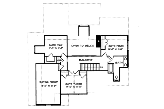 Floor Plan - Upper Floor for European House Plan #413-808 - 4 bed, 2.5 bath