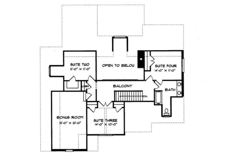 Home Plan - Floor Plan - Upper Floor for European House Plan #413-808 - 4 bed, 2.5 bath