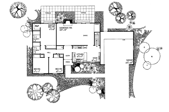 Floor Plan - Main Floor for Ranch House Plan #72-661 - 3 bed, 2 bath