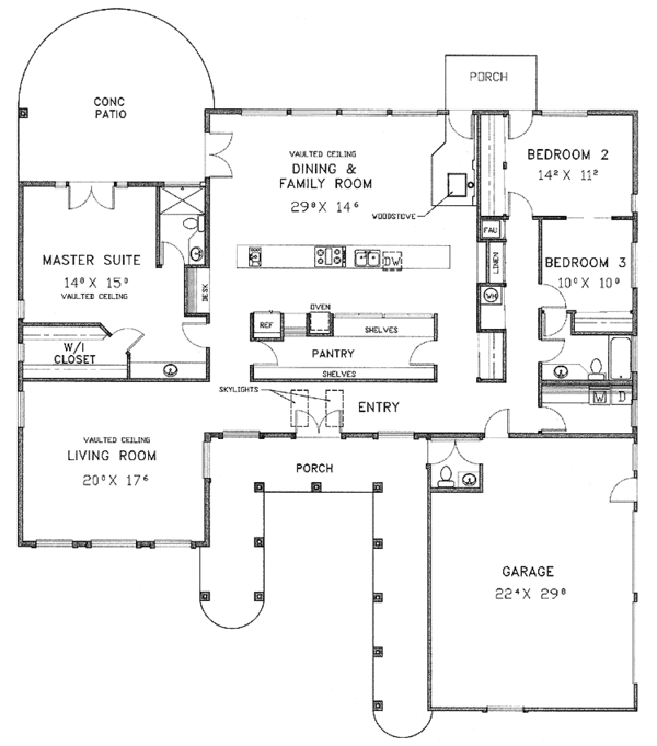 Home Plan - Adobe / Southwestern Floor Plan - Main Floor Plan #60-980