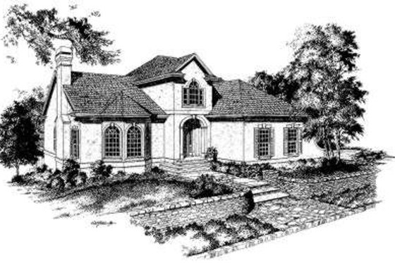 Exterior - Front Elevation for European House Plan #322-117 - 3 bed, 2.5 bath
