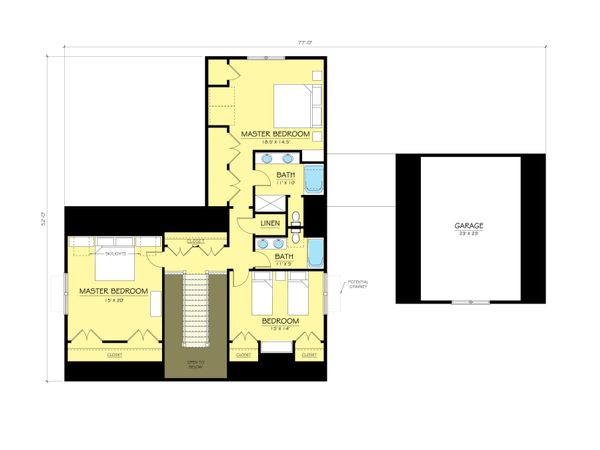 Colonial Floor Plan - Upper Floor Plan #903-3