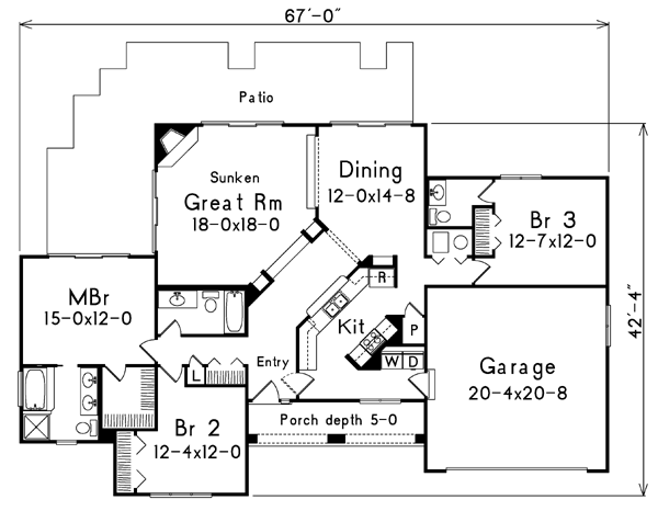 Mediterranean Floor Plan - Main Floor Plan #57-170