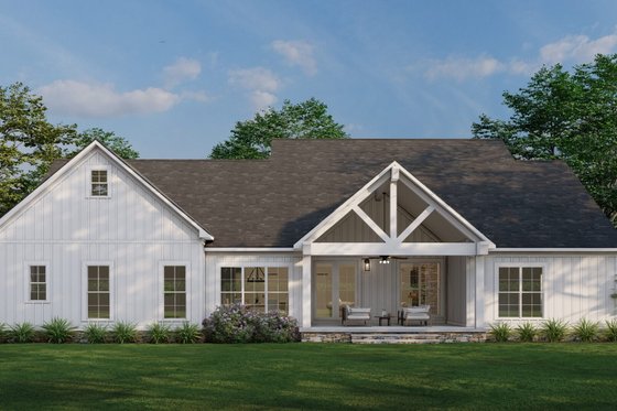 Exterior - Rear Elevation for Farmhouse House Plan #923-386 - 4 bed, 3 bath