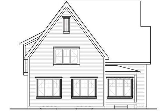Exterior - Rear Elevation for European House Plan #23-335 - 3 bed, 2 bath
