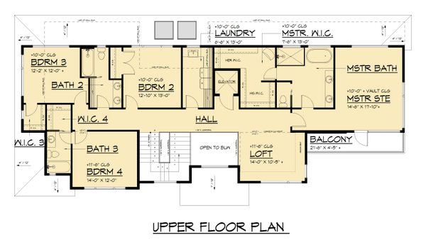 Modern Floor Plan - Upper Floor Plan #1066-309